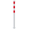 Barrier posts | Steel tube  76 x 2,6 mm | stationary, for casting in concrete | hot-dip galvonized / white coated | hot-dip galvanized and white coated withthree red reflecting stripes | with 1 eyelet